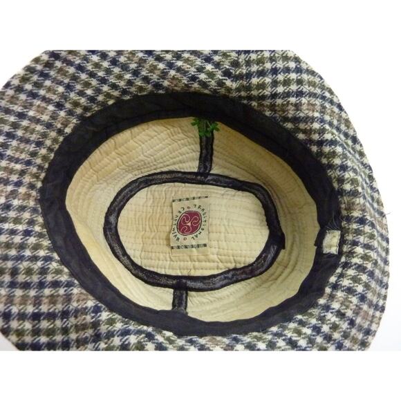 Vintage Plaid Fedora Traditional Patch Wool Hat with Embroidered Shamrock - Picture 5 of 5